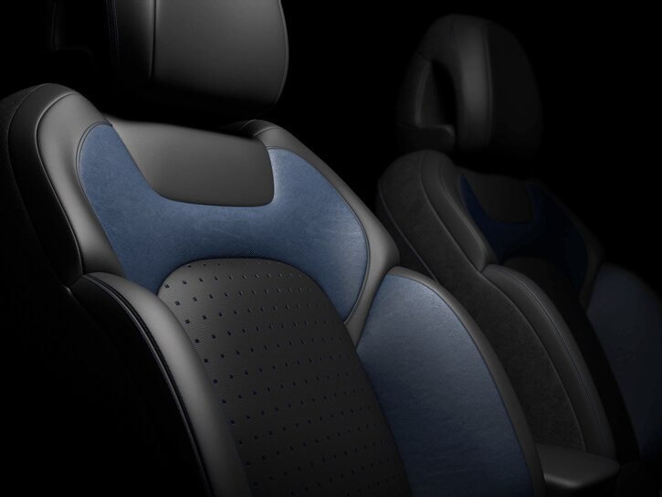 Tapicerka skórzana CLAUDIA dwukolorowa: Basalt Black + Sapphire Blue